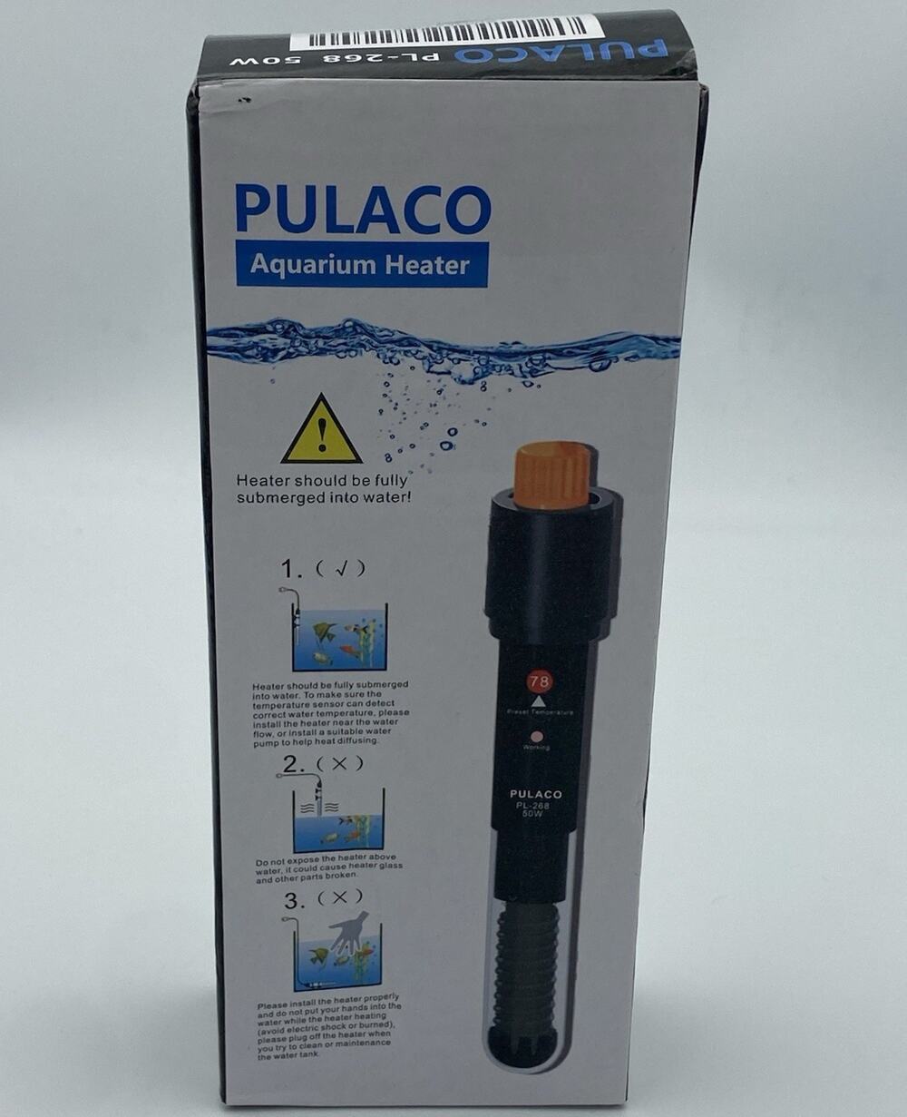 PULACO PL-268 Aquarium Submersible Heater 50W for 5-10 Gal Tanks
